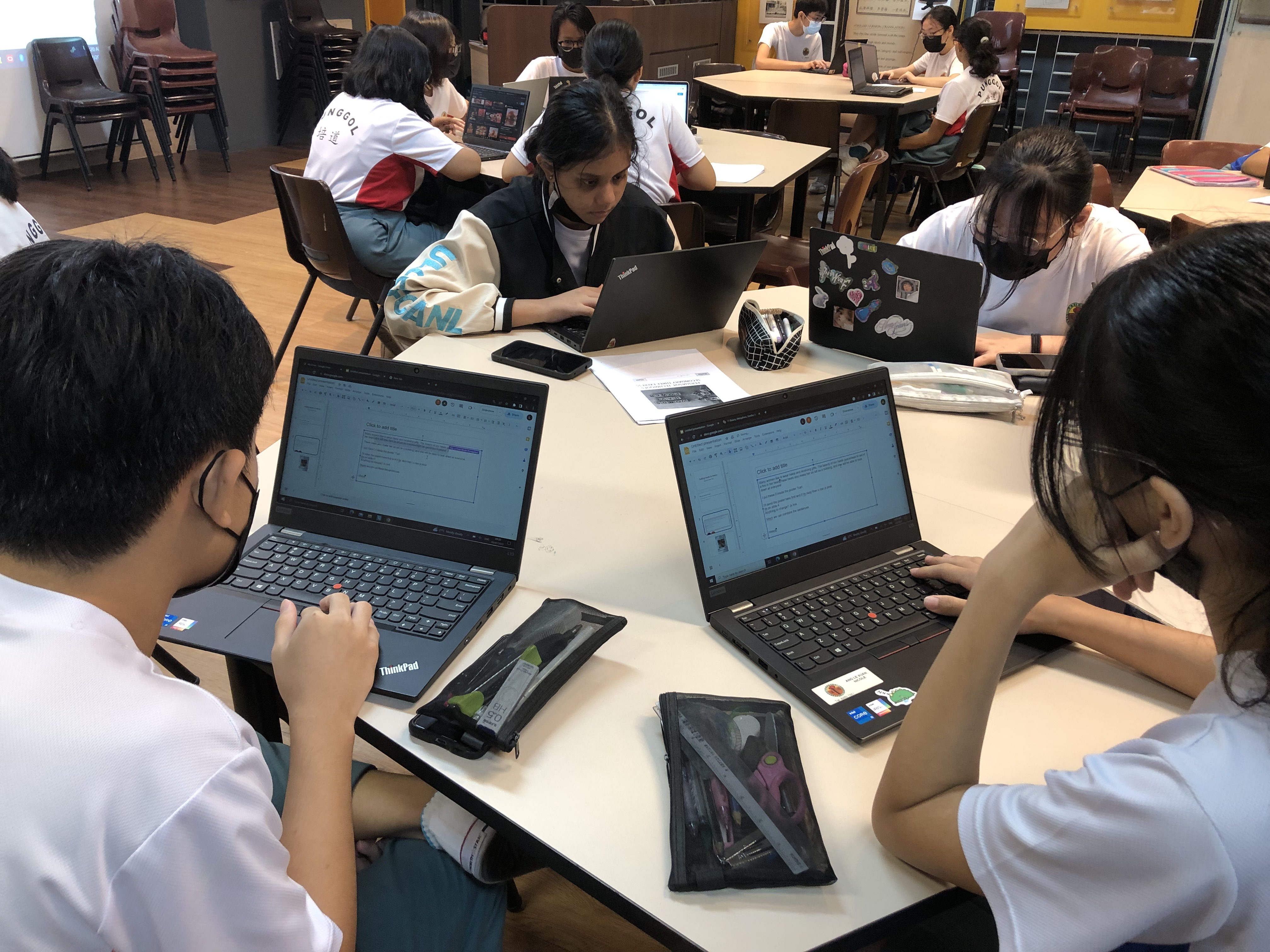 Students collaborating online on a group project